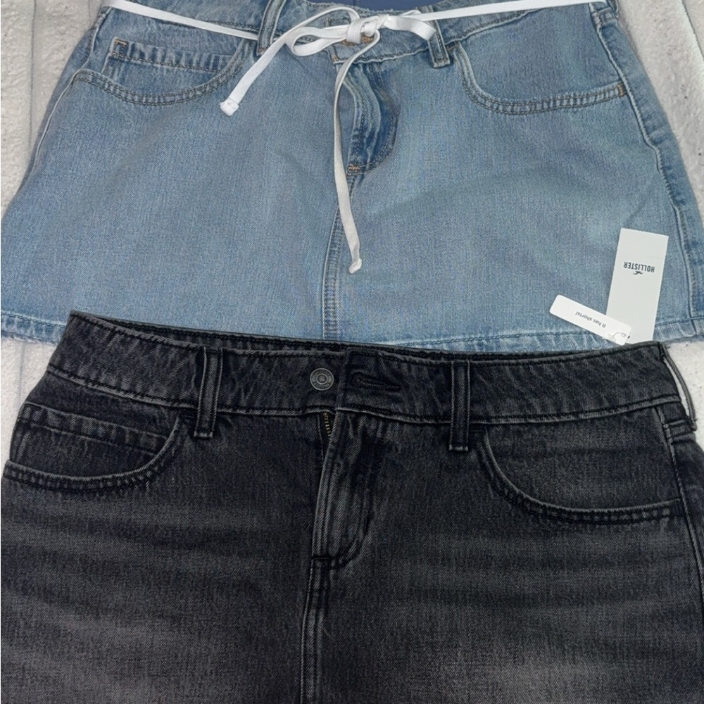 Hollister Denim Skirts in Blue and Black